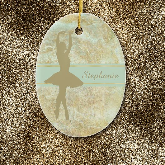 Ballet Abstract Gold, persoonlijk kerstfeest Keramisch Ornament