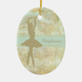 Ballet Abstract Gold, persoonlijk kerstfeest Keramisch Ornament (Voorkant)