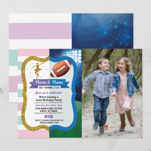 Ballet & Amerikaans Football Joint Birthday Sports Kaart (Voorkant / Achterkant)