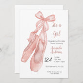 Ballet Baby Shower Invitation for Girls Kaart (Voorkant / Achterkant)