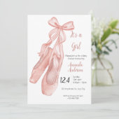 Ballet babyshower uitnodiging voor meisjes (Staand voorkant)