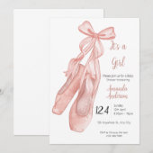 Ballet babyshower uitnodiging voor meisjes (Voorkant / Achterkant)