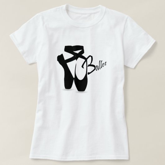 Ballet Ballerina Black Pointe Shoes Basic T T-shirt (Design voorkant)