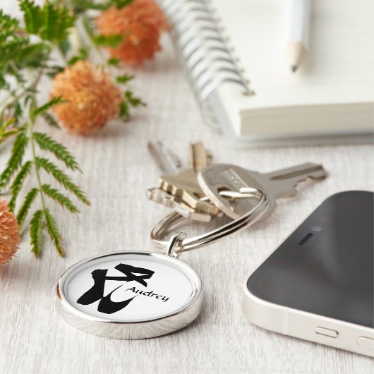 Ballet Ballerina Black Pointe Shoes Custom Basic Sleutelhanger (Zijkant)