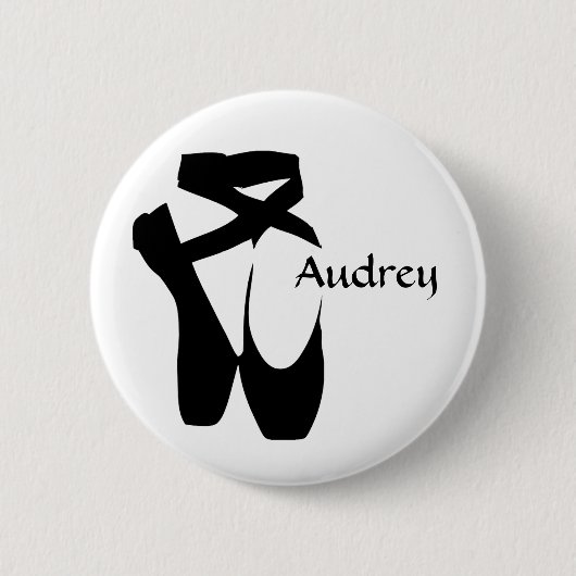 Ballet Ballerina Black Pointe Shoes Custom Button (Voorkant)