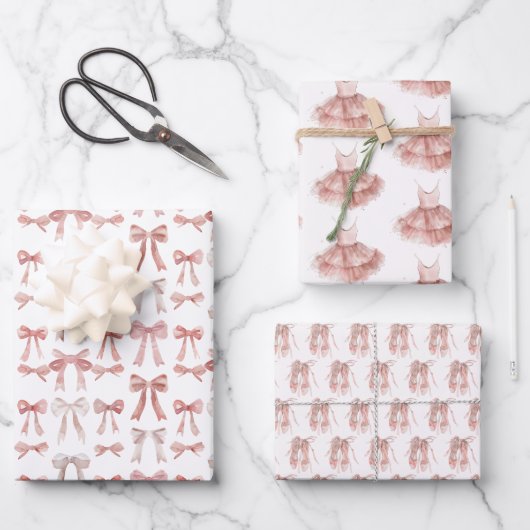 Ballet Ballerina Blush Roze Tutu Dans Schoenen Gir Inpakpapier Vel (Voorkant)