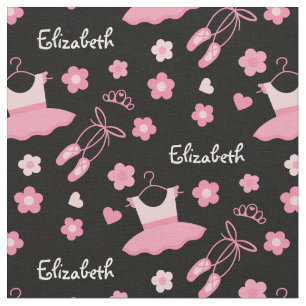Ballet Ballerina Custom Fabric Pink Black Stof