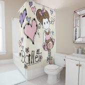 Ballet Ballerina Dancer met hart en vogels Douchegordijn (In situ)
