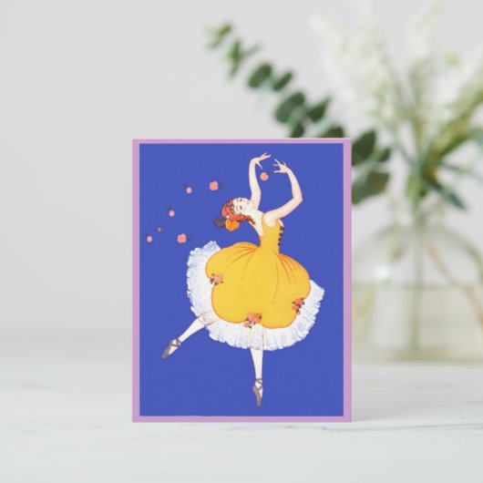 Ballet Ballerina & Flowers PARTIJINVITATIE Uitnodi Kaart (Staand voorkant)