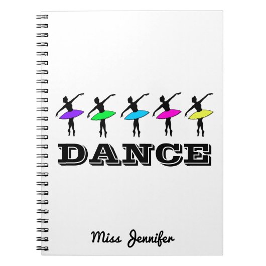 Ballet Ballerina Gepersonaliseerde dansdocent Gift Notitieboek (Voorkant)