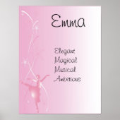 Ballet Ballerina Girls Name Art Poster Print (Voorkant)