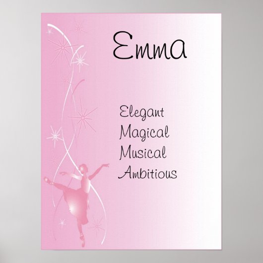 Ballet Ballerina Girls Name Art Poster Print (Voorkant)
