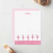 Ballet Ballerina Girly Pink Sjabloon Note Card (Voorkant / Achterkant in situ)