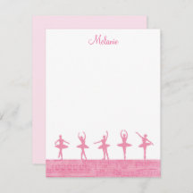 Ballet Ballerina Girly Pink Sjabloon Note Card