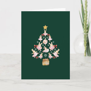 Ballet Ballerina Konijn Kerstboom Kaart