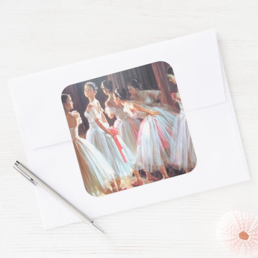 Ballet_Ballerina meisjes Vierkante Sticker (Envelop)