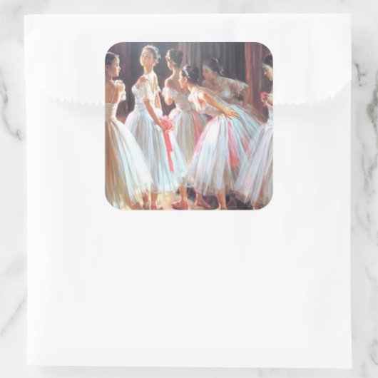 Ballet_Ballerina meisjes Vierkante Sticker (Tas)