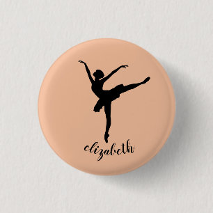 Ballet Ballerina op Roze Ronde Button 3,2 Cm