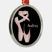 Ballet Ballerina Pink Pointe Shoes Custom Metalen Ornament (Rechts)
