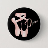 Ballet Ballerina Pink Pointe Shoes Dance Button (Voorkant)