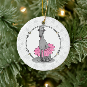Ballet Ballerina Princess Greyhound Dog (grijs) Keramisch Ornament