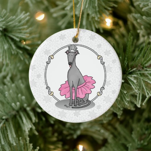 Ballet Ballerina Princess Greyhound Dog (grijs) Keramisch Ornament (Boom)
