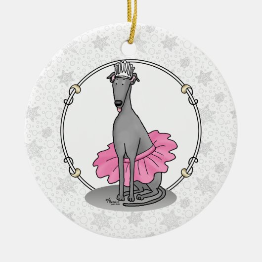 Ballet Ballerina Princess Greyhound Dog (grijs) Keramisch Ornament (Voorkant)