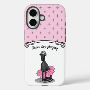 Ballet Ballerina Princess Greyhound Dog (zwart) iPhone 16 Hoesje