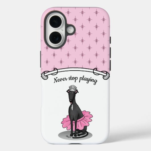 Ballet Ballerina Princess Greyhound Dog (zwart) Case-Mate iPhone Case (Achterkant)