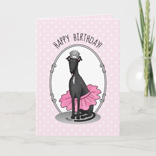 Ballet Ballerina Princess Greyhound Dog (zwart) Kaart (Voorkant)
