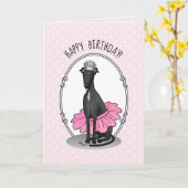 Ballet Ballerina Princess Greyhound Dog (zwart) Kaart (Gele Bloem)