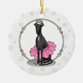 Ballet Ballerina Princess Greyhound Dog (zwart) Keramisch Ornament (Voorkant)