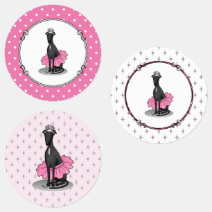 Ballet Ballerina Princess Greyhound Dog (zwart) Labels
