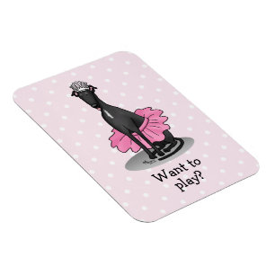 Ballet Ballerina Princess Greyhound Dog (zwart) Magneet