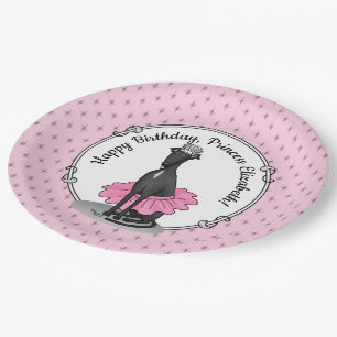 Ballet Ballerina Princess Greyhound Dog (zwart) Papieren Bordje