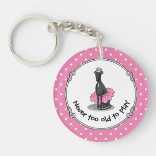 Ballet Ballerina Princess Greyhound Dog (zwart) Sleutelhanger