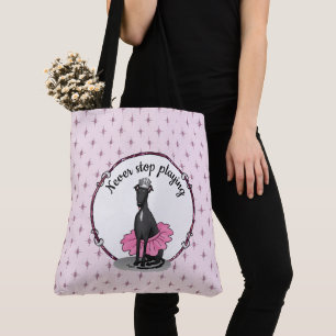 Ballet Ballerina Princess Greyhound Dog (zwart) Tote Bag