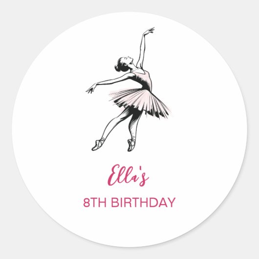 Ballet Ballerina Verjaardagsfeestje Meisje Ronde Sticker (Voorkant)