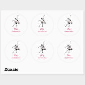 Ballet Ballerina Verjaardagsfeestje Meisje Ronde Sticker (Vel)