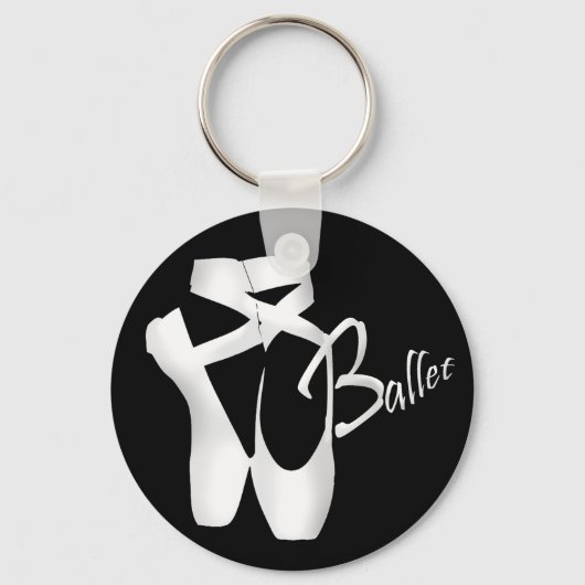Ballet Ballerina White Pointe Shoes Basic Sleutelhanger (Voorkant)