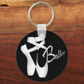 Ballet Ballerina White Pointe Shoes Basic Sleutelhanger (Voorkant)