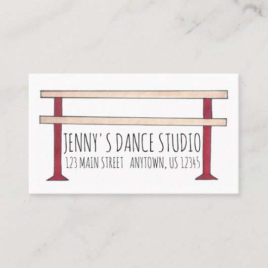Ballet Barre Ballerina Dance Teacher Studio Dancer Visitekaartje (Voorkant)