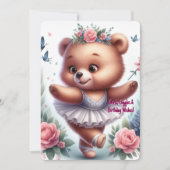 Ballet Bear Birthday Invitation Kaart (Voorkant)