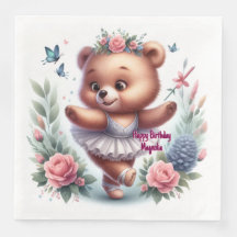 Ballet Bear Birthday Napkins