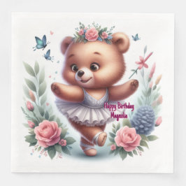 Ballet Bear Birthday Napkins Servet