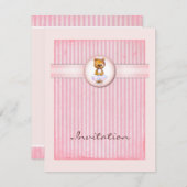 Ballet Beer Roze Snoep Birthday Uitnodiging (Voorkant / Achterkant)