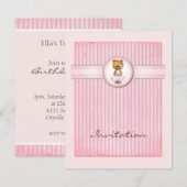 Ballet Beer  Roze Snoep Birthday Uitnodiging (Voorkant / Achterkant)