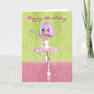 Ballet Birthday Card - Cute Ballerina Kaart
