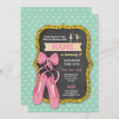 Ballet Birthday Party Tutu Ballerina Girls Invite Kaart (Voorkant / Achterkant)