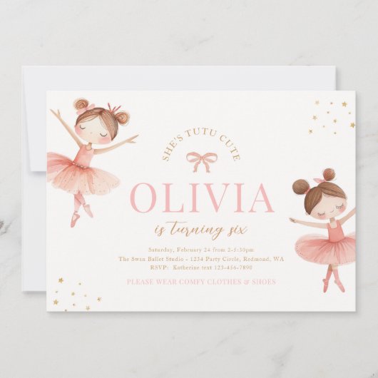 Ballet Birthday Uitnodiging (Voorkant)